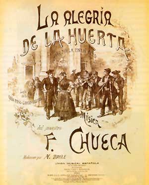 la alegria de la huerta - original vocal score cover, picturing the Jota